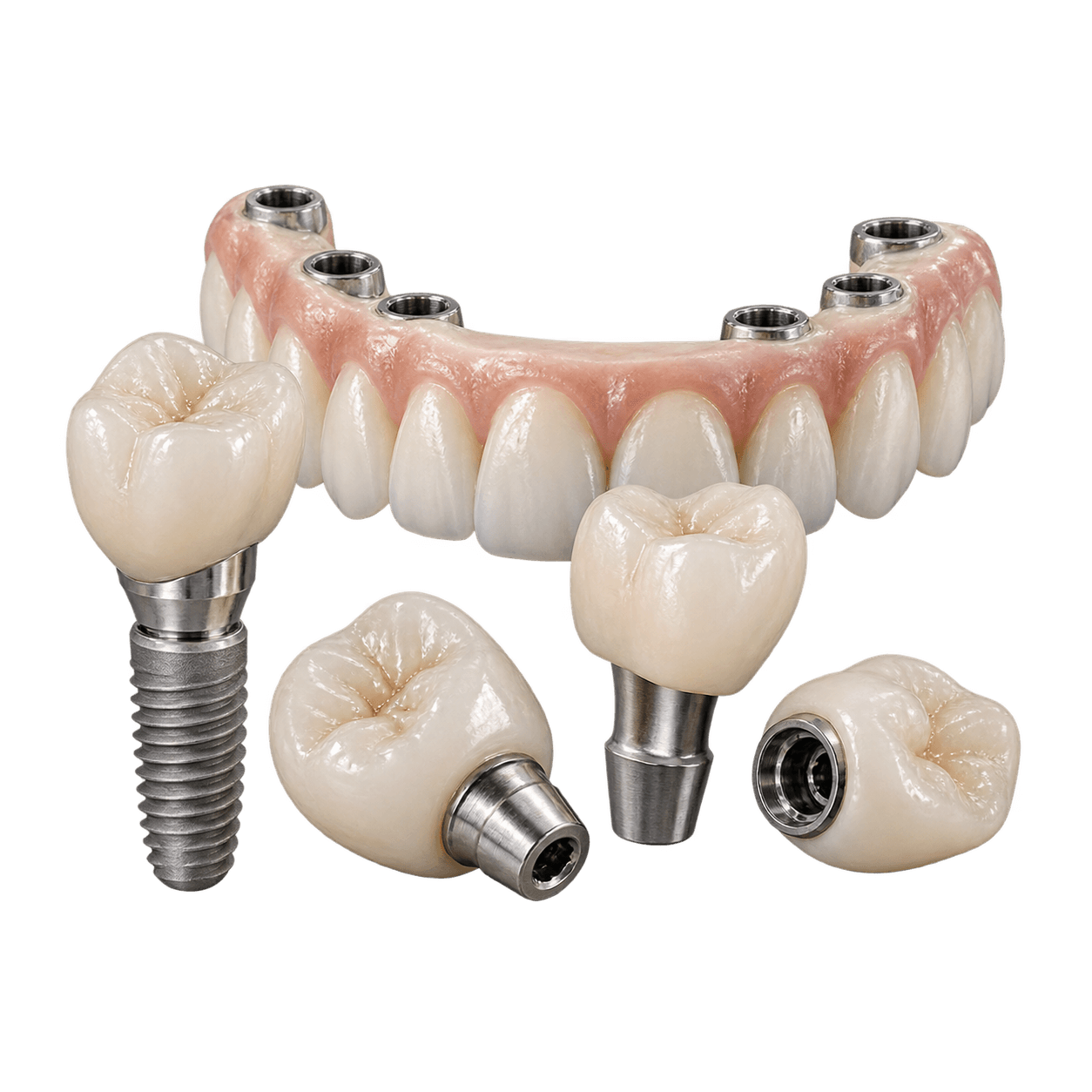 Implant and hybrid dental restorations